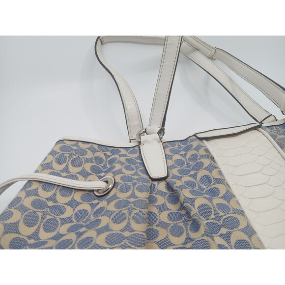 COACH SIGNATURE Jacquard Leather Drawstring Carryall  A1457-F28932 Snakeskin - Picture 5 of 10